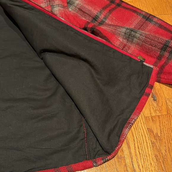 Fashion Bug wool/cotton flannel red plaid zip jacket size M - Picture 5 of 6